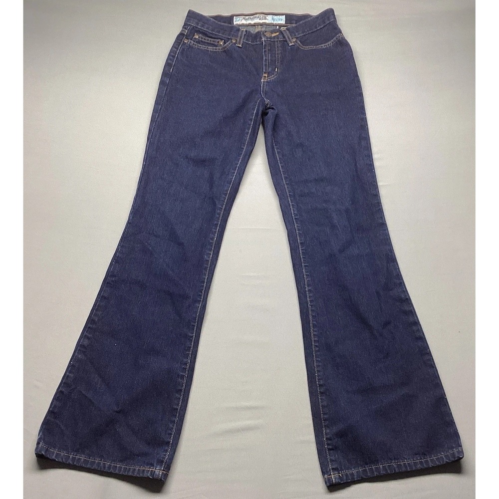 Vintage Anchor Blue Low Rise Flare Jeans Womens 3/4 M Dark Wash 100% Cotton Y2K